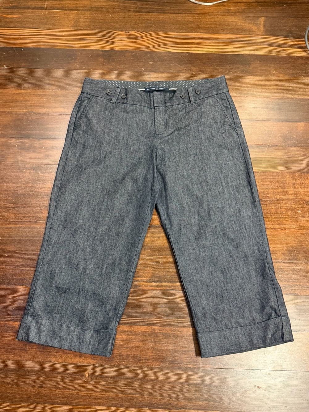 GAP Size 10 Charcoal Straight Leg Stretch Trouser Pants Cuffed Hem